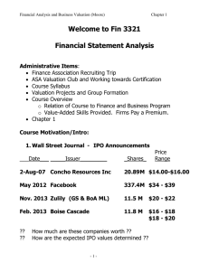 Welcome to Fin 3321  Financial Statement Analysis