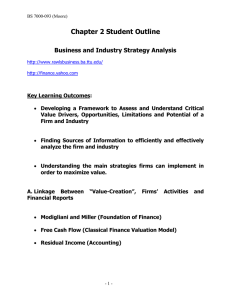 Chapter 2 Student Outline Business and Industry Strategy Analysis