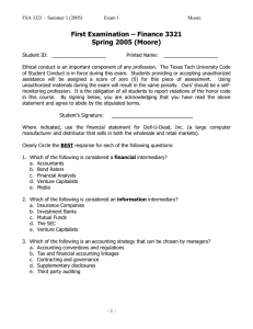 First Examination – Finance 3321 Spring 2005 (Moore)