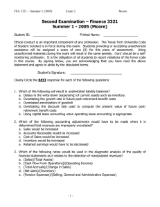 Second Examination – Finance 3321 Summer 1 - 2005 (Moore)