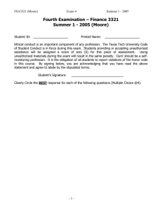 Fourth Examination – Finance 3321 Summer 1 - 2005 (Moore)