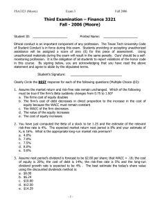 Third Examination – Finance 3321 Fall - 2006 (Moore)