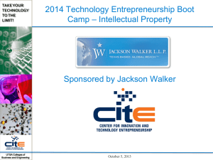 2014 Technology Entrepreneurship Boot – Intellectual Property Camp Sponsored by Jackson Walker