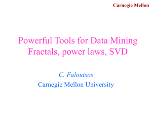 Powerful Tools for Data Mining Fractals, power laws, SVD C. Faloutsos