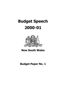Budget Speech 2000-01  New South Wales
