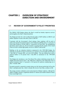 CHAPTER 1  OVERVIEW OF STRATEGIC DIRECTION AND ENVIRONMENT ’S POLICY PRIORITIES 1.1