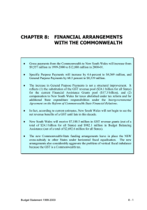 CHAPTER 8:  FINANCIAL ARRANGEMENTS WITH THE COMMONWEALTH