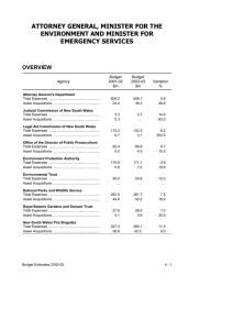 ATTORNEY GENERAL, MINISTER FOR THE ENVIRONMENT AND MINISTER FOR EMERGENCY SERVICES OVERVIEW