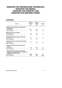 MINISTER FOR INFORMATION TECHNOLOGY, MINISTER FOR ENERGY, MINISTER FOR FORESTRY AND