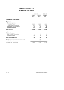 MINISTER FOR POLICE 61 MINISTRY FOR POLICE OPERATING STATEMENT