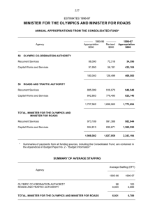 MINISTER FOR THE OLYMPICS AND MINISTER FOR ROADS 557  ESTIMATES 1996-97