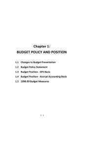 Chapter 1: BUDGET POLICY AND POSITION