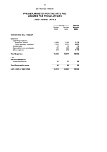 PREMIER, MINISTER FOR THE ARTS AND MINISTER FOR ETHNIC AFFAIRS ESTIMATES 1998-99