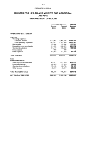 MINISTER FOR HEALTH AND MINISTER FOR ABORIGINAL AFFAIRS 49 DEPARTMENT OF HEALTH