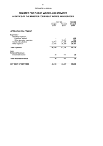 MINISTER FOR PUBLIC WORKS AND SERVICES ESTIMATES 1998-99 OPERATING STATEMENT