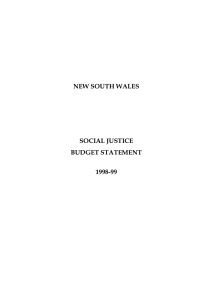 NEW SOUTH WALES SOCIAL JUSTICE BUDGET STATEMENT