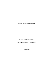 NEW SOUTH WALES WESTERN SYDNEY BUDGET STATEMENT