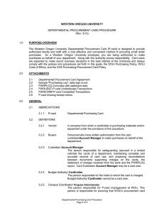 WESTERN OREGON UNIVERSITY PURPOSE-OVERVIEW DEPARTMENTAL PROCUREMENT CARD PROCEDURE