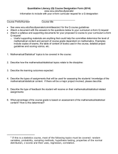 Quantitative Literacy (Q) Course Designation Form (2014) www.wou.edu/facultysenate/