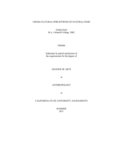 CROSS-CULTURAL PERCEPTIONS OF NATURAL FOOD Jordan Serin B.A., Grinnell College, 2002