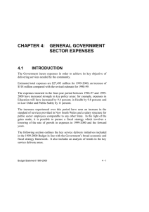 CHAPTER 4:  GENERAL GOVERNMENT SECTOR EXPENSES 4.1 INTRODUCTION