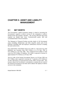 CHAPTER 5: ASSET AND LIABILITY MANAGEMENT 5.1 NET WORTH