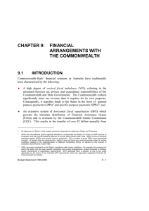 CHAPTER 9:  FINANCIAL ARRANGEMENTS WITH THE COMMONWEALTH 9.1