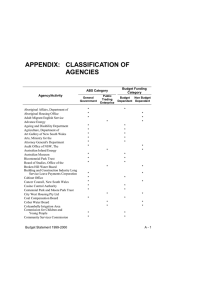 APPENDIX:  CLASSIFICATION OF AGENCIES *