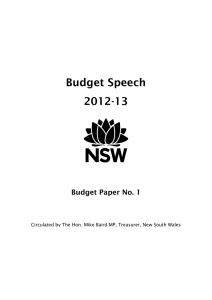 Budget Speech 2012-13  Budget Paper No. 1