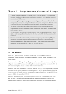 Chapter 1:  Budget Overview, Context and Strategy