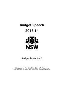 Budget Speech 2013-14  Budget Paper No. 1