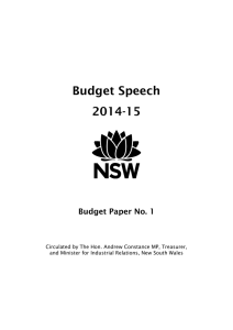 Budget Speech 2014-15  Budget Paper No. 1