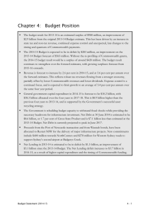 Chapter 4:  Budget Position