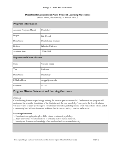 Assessment Plan:  Student Learning Outcomes Program Information