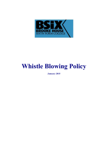 Whistle Blowing Policy  January 2015