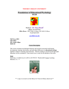 Foundations of Educational Psychology Dr. Tracy Powell