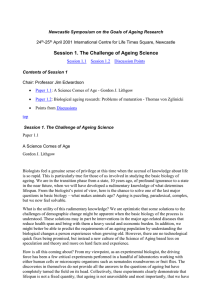 Session 1. The Challenge of Ageing Science