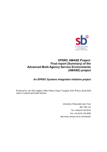 EPSRC AMASE Project: Final report (Summary) of the Advanced Multi-Agency Service Environments