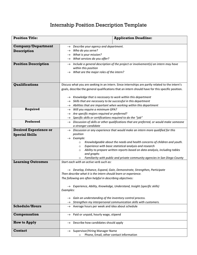 How to write a job description for an intern