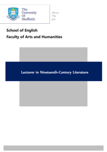 Lecturer in Nineteenth-Century Literature School of English Faculty of Arts and Humanities