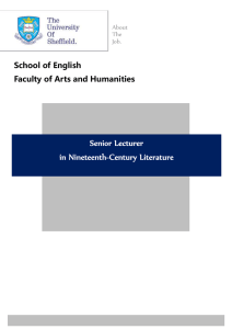 Senior Lecturer in Nineteenth-Century Literature School of English Faculty of Arts and Humanities