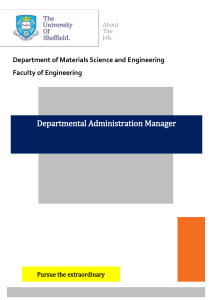 Departmental Administration Manager Department of Materials Science and Engineering Faculty of Engineering