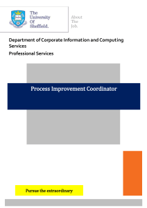 Process Improvement Coordinator Department of Corporate Information and Computing Services Professional Services