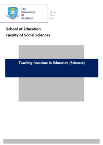 Teaching Associate in Education (Sciences) School of Education Faculty of Social Sciences