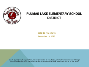 PLUMAS LAKE ELEMENTARY SCHOOL DISTRICT 2012-13 First Interim December 13, 2012