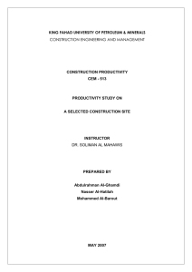 KING FAHAD UNIVERSITY OF PETROLEUM &amp; MINERALS CONSTRUCTION PRODUCTIVITY CEM - 513