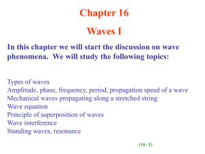 Chapter 16 Waves I phenomena.  We will study the following topics: