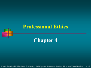 Professional Ethics Chapter 4 4 - 1 Auditing and Assurance Services 9/e,