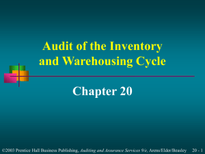 Audit of the Inventory and Warehousing Cycle Chapter 20 20 - 1