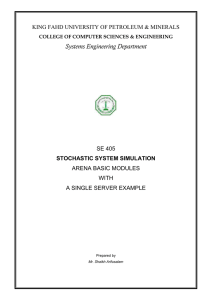 Systems Engineering Department  KING FAHD UNIVERSITY OF PETROLEUM &amp; MINERALS SE 405